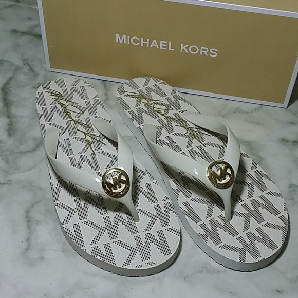 Michael Kors Shoes - Michael Kors flip flop  ivory sandals size 11